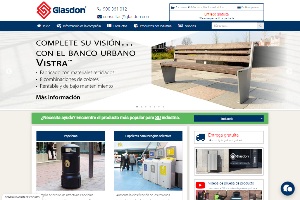 Vista previa Web: https://es.glasdon.com