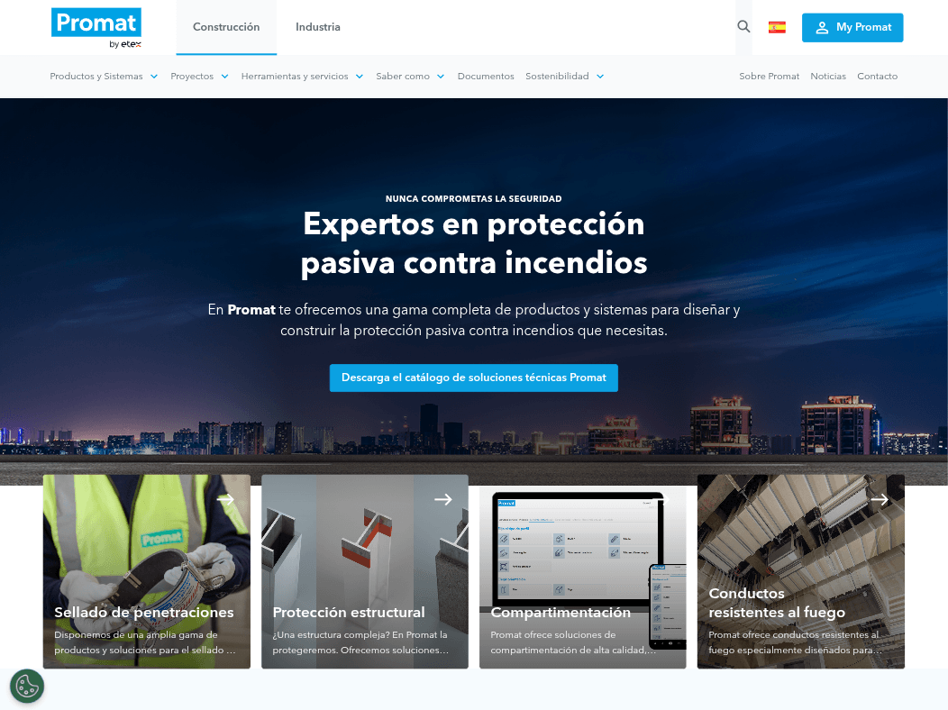 Vista previa Web: https://www.promat.es/es-es/home