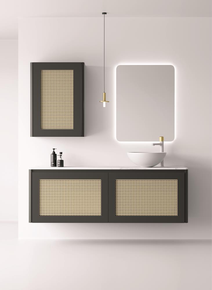 Mueble de baño suspendido BALI de Nuovvo®, la belleza del ratán natural